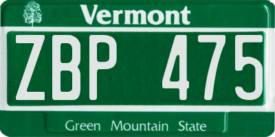 VT license plate ZBP475