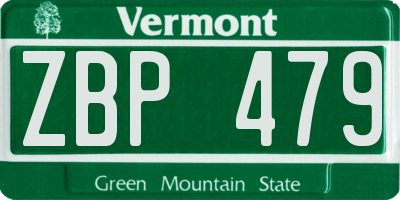 VT license plate ZBP479