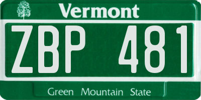 VT license plate ZBP481