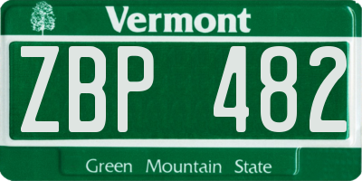 VT license plate ZBP482