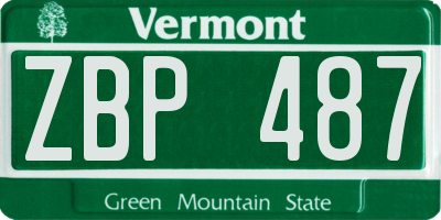 VT license plate ZBP487