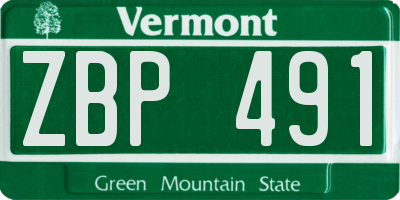 VT license plate ZBP491