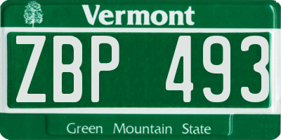 VT license plate ZBP493