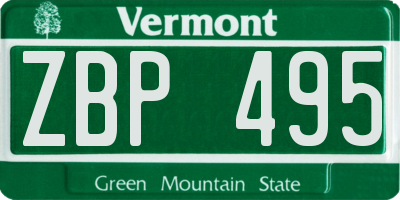 VT license plate ZBP495