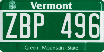 VT license plate ZBP496