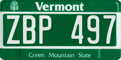 VT license plate ZBP497