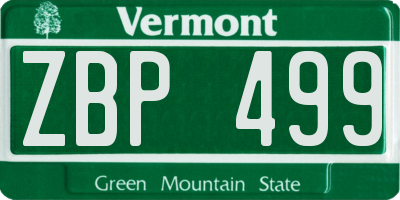 VT license plate ZBP499