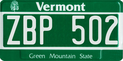 VT license plate ZBP502