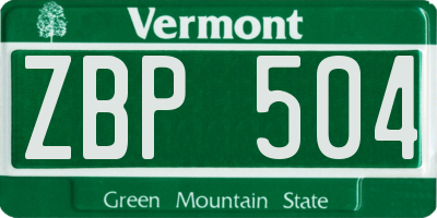 VT license plate ZBP504