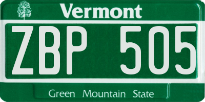VT license plate ZBP505