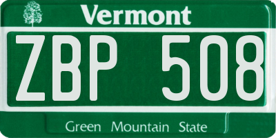 VT license plate ZBP508