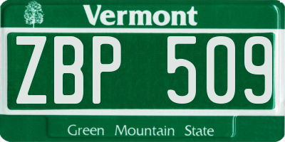 VT license plate ZBP509