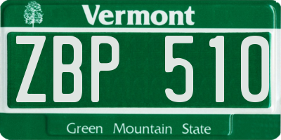 VT license plate ZBP510
