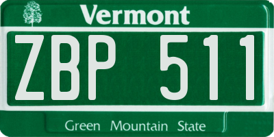 VT license plate ZBP511