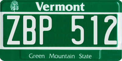 VT license plate ZBP512
