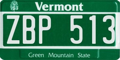 VT license plate ZBP513