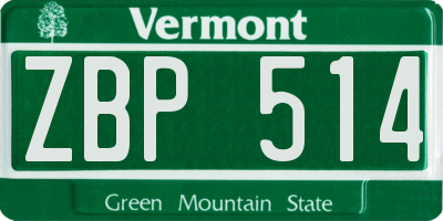 VT license plate ZBP514