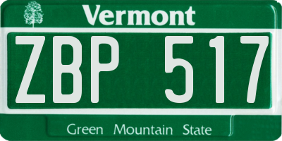 VT license plate ZBP517
