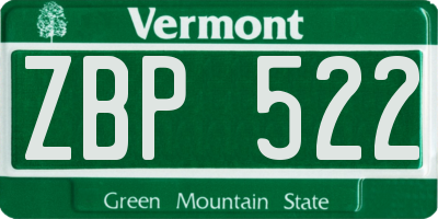 VT license plate ZBP522