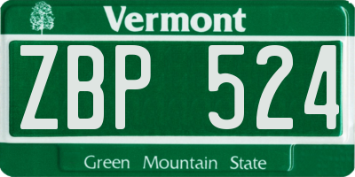 VT license plate ZBP524