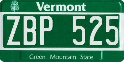 VT license plate ZBP525