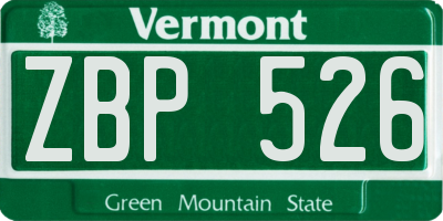 VT license plate ZBP526