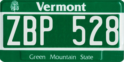 VT license plate ZBP528