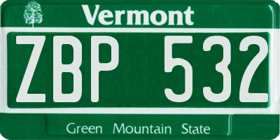 VT license plate ZBP532