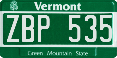 VT license plate ZBP535