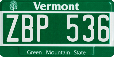 VT license plate ZBP536