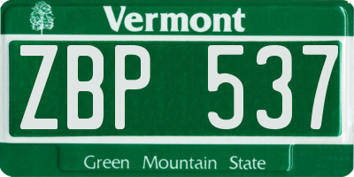 VT license plate ZBP537
