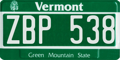 VT license plate ZBP538