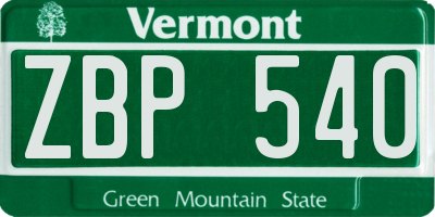 VT license plate ZBP540