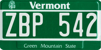 VT license plate ZBP542