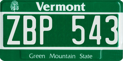 VT license plate ZBP543