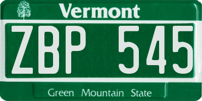 VT license plate ZBP545