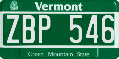 VT license plate ZBP546