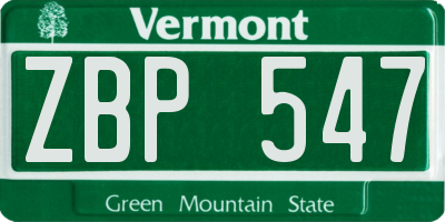 VT license plate ZBP547
