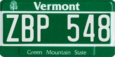 VT license plate ZBP548