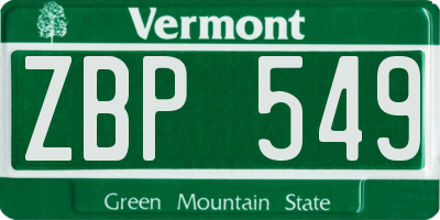VT license plate ZBP549