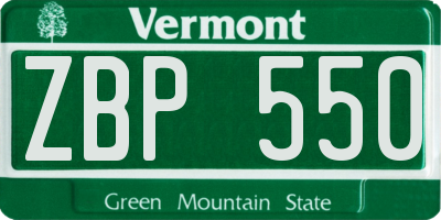 VT license plate ZBP550
