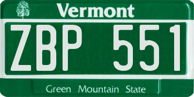 VT license plate ZBP551