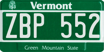 VT license plate ZBP552