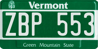 VT license plate ZBP553