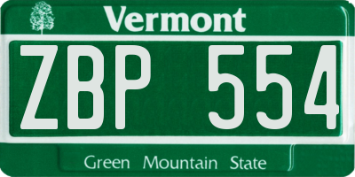 VT license plate ZBP554