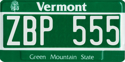 VT license plate ZBP555
