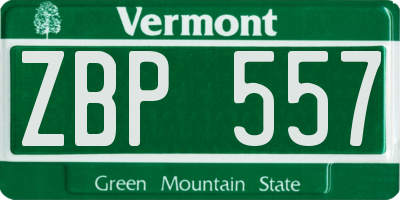 VT license plate ZBP557