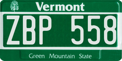 VT license plate ZBP558