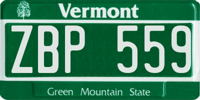 VT license plate ZBP559