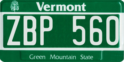 VT license plate ZBP560